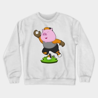 Pig Baseball player Baseball Sports Crewneck Sweatshirt